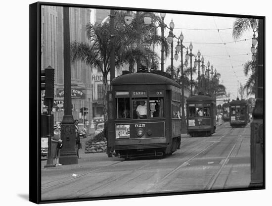 Canal Street Trolleys-null-Framed Stretched Canvas