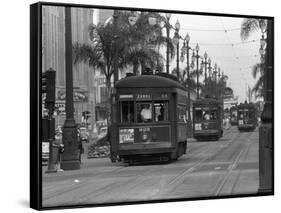 Canal Street Trolleys-null-Framed Stretched Canvas