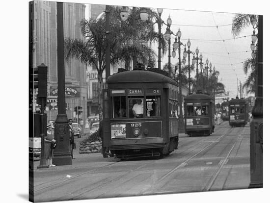 Canal Street Trolleys-null-Stretched Canvas