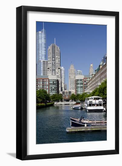 Canal View of the Chicago's Magnificent Mile City Skyline, Chicago, Illinois-Cindy Miller Hopkins-Framed Photographic Print