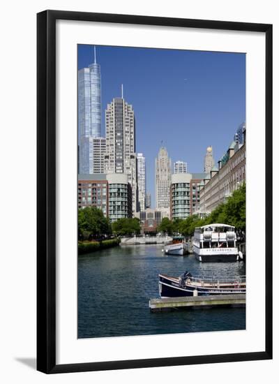 Canal View of the Chicago's Magnificent Mile City Skyline, Chicago, Illinois-Cindy Miller Hopkins-Framed Photographic Print