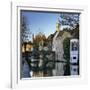 Canal View with Belfry in Winter, Bruges, West Vlaanderen (Flanders), Belgium, Europe-Stuart Black-Framed Premium Photographic Print