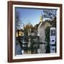 Canal View with Belfry in Winter, Bruges, West Vlaanderen (Flanders), Belgium, Europe-Stuart Black-Framed Premium Photographic Print