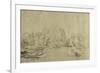 Canal with Boats, a Dyke Road and Trees-Rembrandt van Rijn-Framed Giclee Print