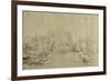 Canal with Boats, a Dyke Road and Trees-Rembrandt van Rijn-Framed Giclee Print