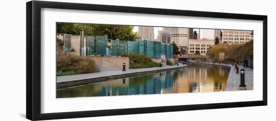 Canal with downtown view, White River State Park, Indianapolis, Indiana, USA.-Anna Miller-Framed Photographic Print