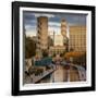 Canal with downtown view, White River State Park, Indianapolis, Indiana, USA.-Anna Miller-Framed Photographic Print