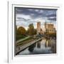 Canal with downtown view, White River State Park, Indianapolis, Indiana, USA.-Anna Miller-Framed Photographic Print