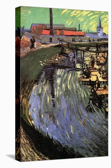 Canal with Women Washing-Vincent van Gogh-Stretched Canvas