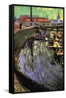 Canal with Women Washing-Vincent van Gogh-Framed Stretched Canvas