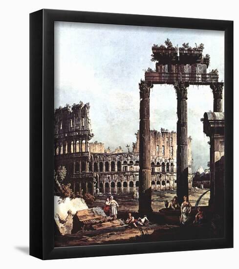 Canaletto (I) (Capriccio Romano, Colosseum with the ruins of the temple of the Vespian) Art Poster-null-Framed Poster