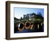 Canals, Illuminated Bridges and Traditional Buildings at Night, Amsterdam, Holland-Lee Frost-Framed Photographic Print