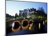 Canals, Illuminated Bridges and Traditional Buildings at Night, Amsterdam, Holland-Lee Frost-Mounted Photographic Print