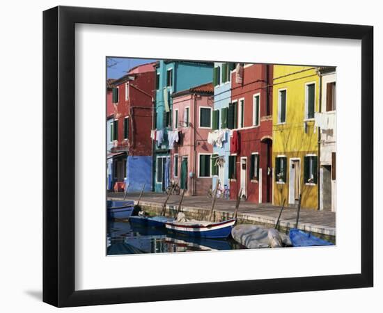 Canalside Houses Burano Island, Venice, Veneto, Italy, Europe-Rob Cousins-Framed Photographic Print