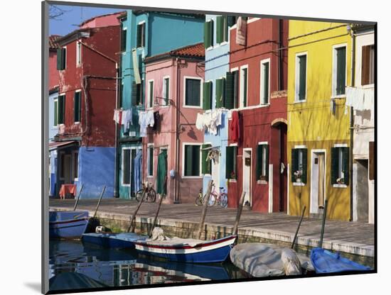 Canalside Houses Burano Island, Venice, Veneto, Italy, Europe-Rob Cousins-Mounted Photographic Print