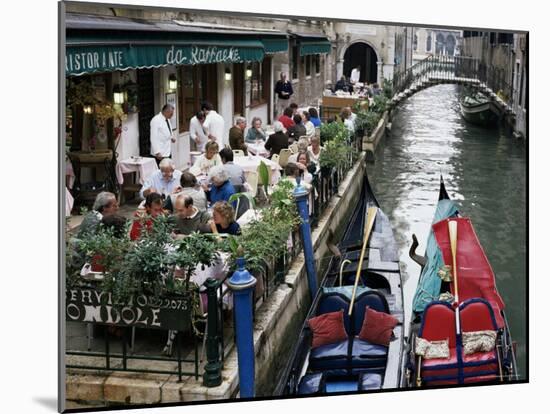 Canalside Restaurant, Venice, Veneto, Italy-Michael Short-Mounted Photographic Print