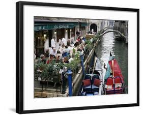 Canalside Restaurant, Venice, Veneto, Italy-Michael Short-Framed Photographic Print