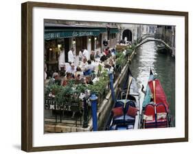 Canalside Restaurant, Venice, Veneto, Italy-Michael Short-Framed Photographic Print