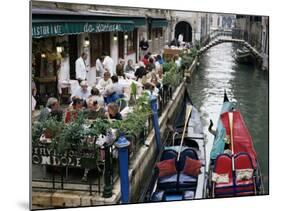 Canalside Restaurant, Venice, Veneto, Italy-Michael Short-Mounted Photographic Print