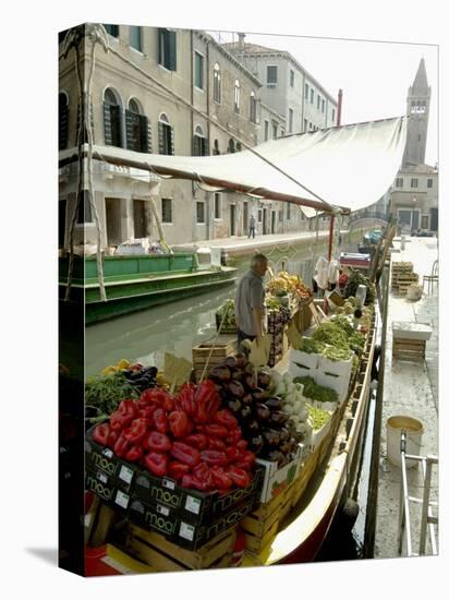 Canalside Vegetable Market Stall, Venice, Veneto, Italy-Ethel Davies-Stretched Canvas