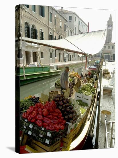 Canalside Vegetable Market Stall, Venice, Veneto, Italy-Ethel Davies-Stretched Canvas