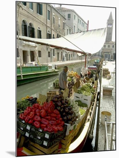 Canalside Vegetable Market Stall, Venice, Veneto, Italy-Ethel Davies-Mounted Photographic Print
