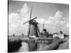 Canalside Windmills-null-Stretched Canvas