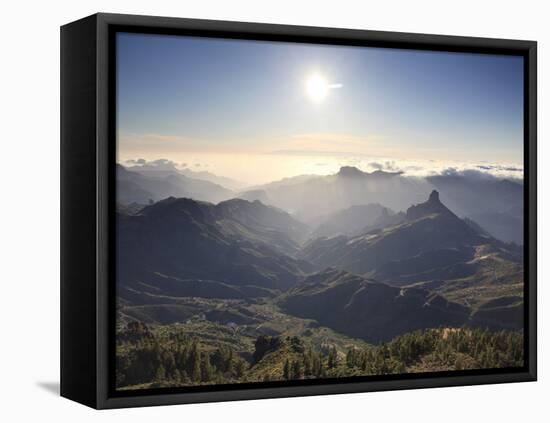 Canary Islands, Gran Canaria, Central Mountains, View of West Gran Canaria from Roque Nublo-Michele Falzone-Framed Stretched Canvas