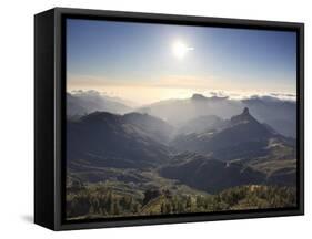 Canary Islands, Gran Canaria, Central Mountains, View of West Gran Canaria from Roque Nublo-Michele Falzone-Framed Stretched Canvas