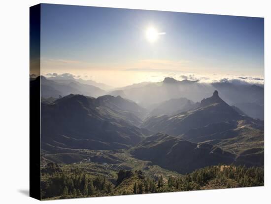 Canary Islands, Gran Canaria, Central Mountains, View of West Gran Canaria from Roque Nublo-Michele Falzone-Stretched Canvas