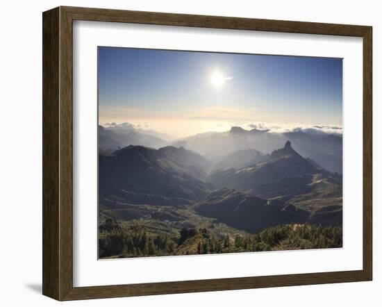 Canary Islands, Gran Canaria, Central Mountains, View of West Gran Canaria from Roque Nublo-Michele Falzone-Framed Photographic Print