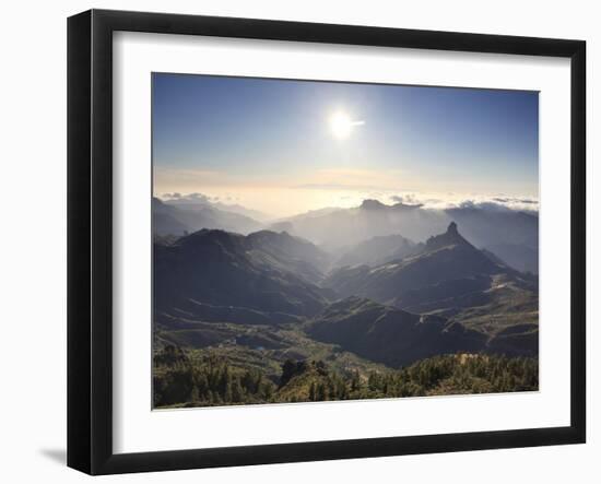 Canary Islands, Gran Canaria, Central Mountains, View of West Gran Canaria from Roque Nublo-Michele Falzone-Framed Photographic Print