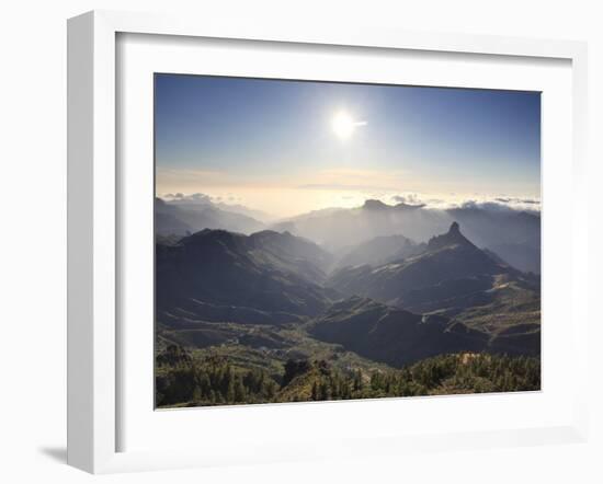 Canary Islands, Gran Canaria, Central Mountains, View of West Gran Canaria from Roque Nublo-Michele Falzone-Framed Photographic Print
