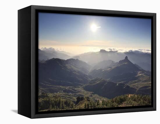 Canary Islands, Gran Canaria, Central Mountains, View of West Gran Canaria from Roque Nublo-Michele Falzone-Framed Stretched Canvas