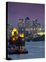 Canary Wharf and Docklands Skyline from Woolwich, London, England, United Kingdom-Charles Bowman-Stretched Canvas