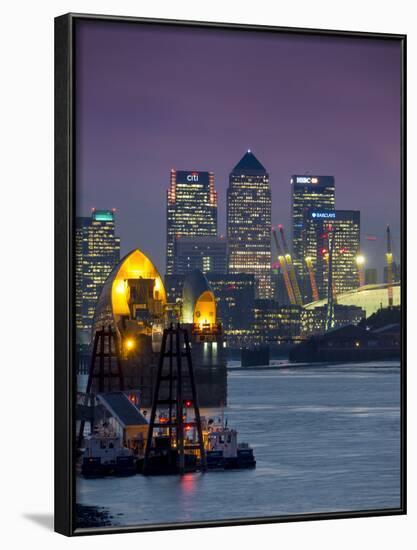 Canary Wharf and Docklands Skyline from Woolwich, London, England, United Kingdom-Charles Bowman-Framed Photographic Print