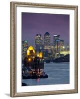 Canary Wharf and Docklands Skyline from Woolwich, London, England, United Kingdom-Charles Bowman-Framed Photographic Print