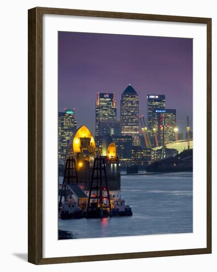 Canary Wharf and Docklands Skyline from Woolwich, London, England, United Kingdom-Charles Bowman-Framed Photographic Print