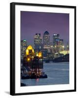 Canary Wharf and Docklands Skyline from Woolwich, London, England, United Kingdom-Charles Bowman-Framed Photographic Print