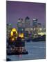 Canary Wharf and Docklands Skyline from Woolwich, London, England, United Kingdom-Charles Bowman-Mounted Photographic Print