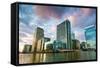 Canary Wharf at Dusk, Docklands, London, England, United Kingdom, Europe-Chris Hepburn-Framed Stretched Canvas