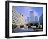 Canary Wharf from Cabot Square, Docklands, London, England, UK-Jean Brooks-Framed Photographic Print