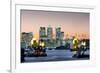 Canary Wharf with Thames Barrier, London, England, United Kingdom, Europe-Charles Bowman-Framed Photographic Print