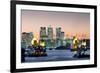 Canary Wharf with Thames Barrier, London, England, United Kingdom, Europe-Charles Bowman-Framed Photographic Print