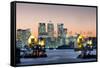 Canary Wharf with Thames Barrier, London, England, United Kingdom, Europe-Charles Bowman-Framed Stretched Canvas