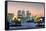 Canary Wharf with Thames Barrier, London, England, United Kingdom, Europe-Charles Bowman-Framed Stretched Canvas