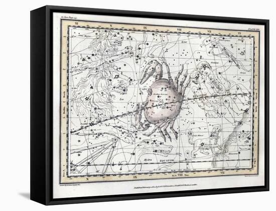 Cancer Constellation, Zodiac, 1822-Science Source-Framed Stretched Canvas