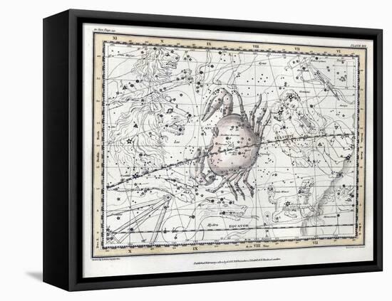 Cancer Constellation, Zodiac, 1822-Science Source-Framed Stretched Canvas