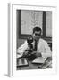 Cancer Specialist Dr. Ernest L. Wynder at Microscope in His Office, 1957-Alfred Eisenstaedt-Framed Photographic Print