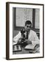 Cancer Specialist Dr. Ernest L. Wynder at Microscope in His Office, 1957-Alfred Eisenstaedt-Framed Photographic Print